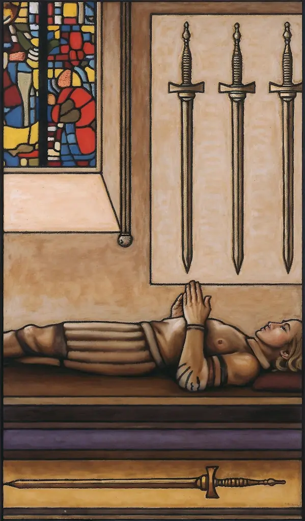 El 4 de Espadas en el Tarot: Descanso, Reflexión y Renovación 4 de Espadas al derecho