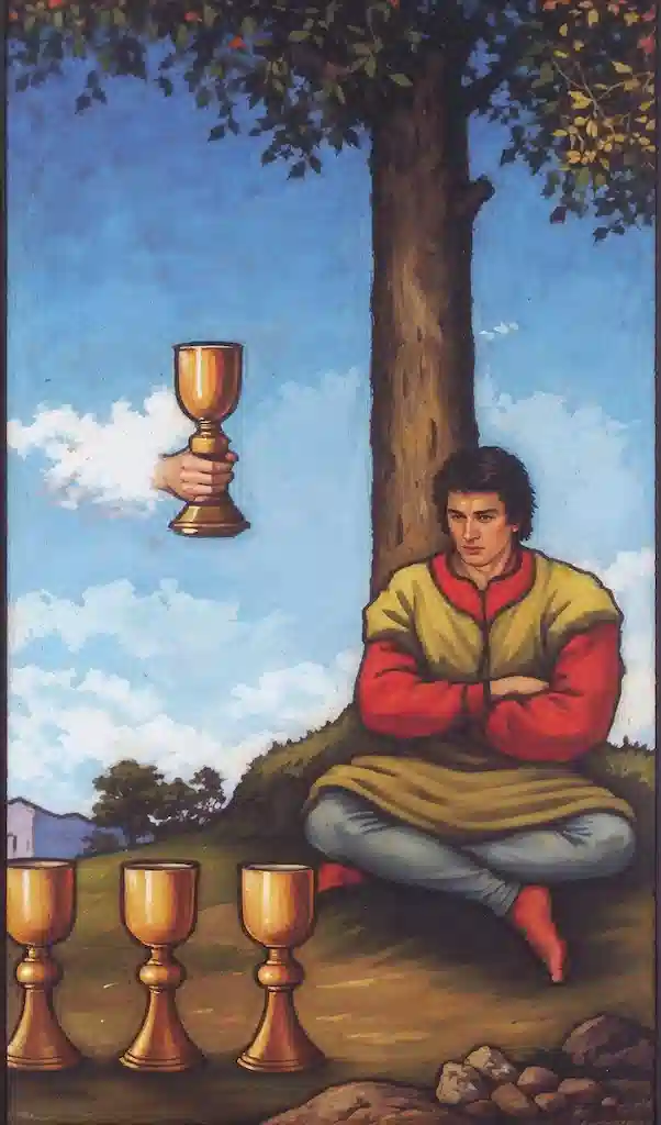 El 4 de Copas y su Significado en el Tarot 4 de copas al derecho