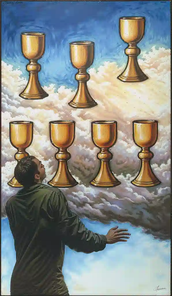 El 7 de Copas y su Significado en el Tarot 7 de Copas al derecho