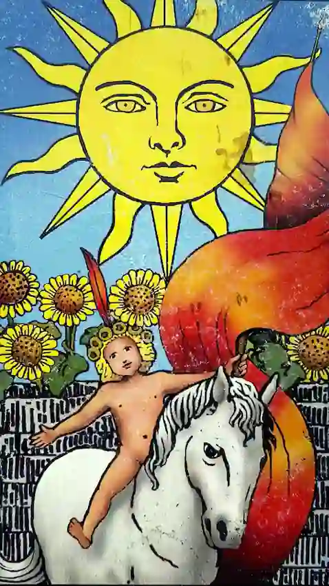 Los 22 Arcanos Mayores del Tarot el sol carta del tarot en vertical