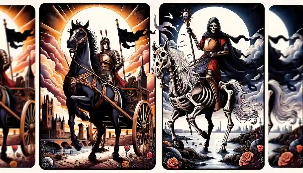 Combinación de El Carro y La Muerte: Impacto Transformador Combinacion del Tarot sobre la Muerte y El Carro
