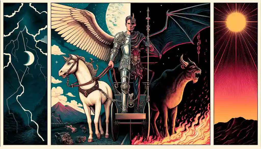 La Combinación de El Carro y El Diablo: Poder y Tentaciones El carro y El diablo en el Tarot