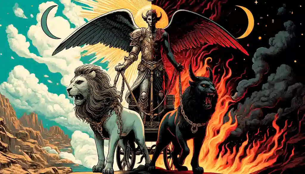 La Combinación de El Carro y El Diablo: Poder y Tentaciones El diablo y el Carro en el Tarot