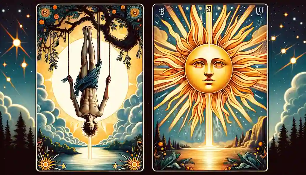 El Colgado y El Sol: Significado y Simbolismo combinacion del tarot del sol y el colgado