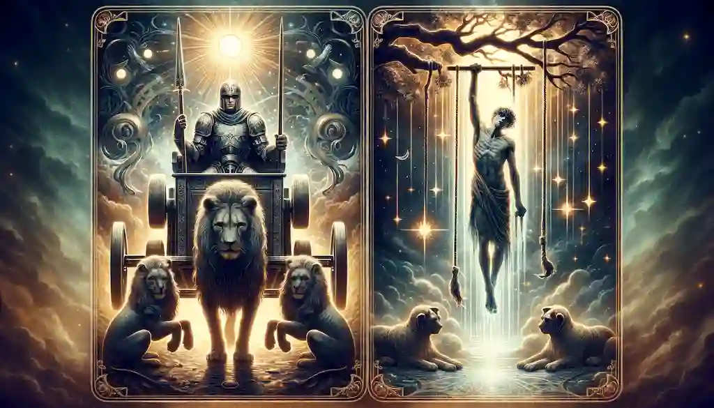 El Carro y El Colgado: Significado en el Tarot combinación el carro y el colgado