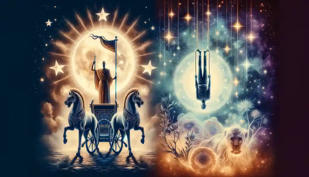 El Carro y El Colgado: Significado en el Tarot combinación el colgado y la carroza en el tarot
