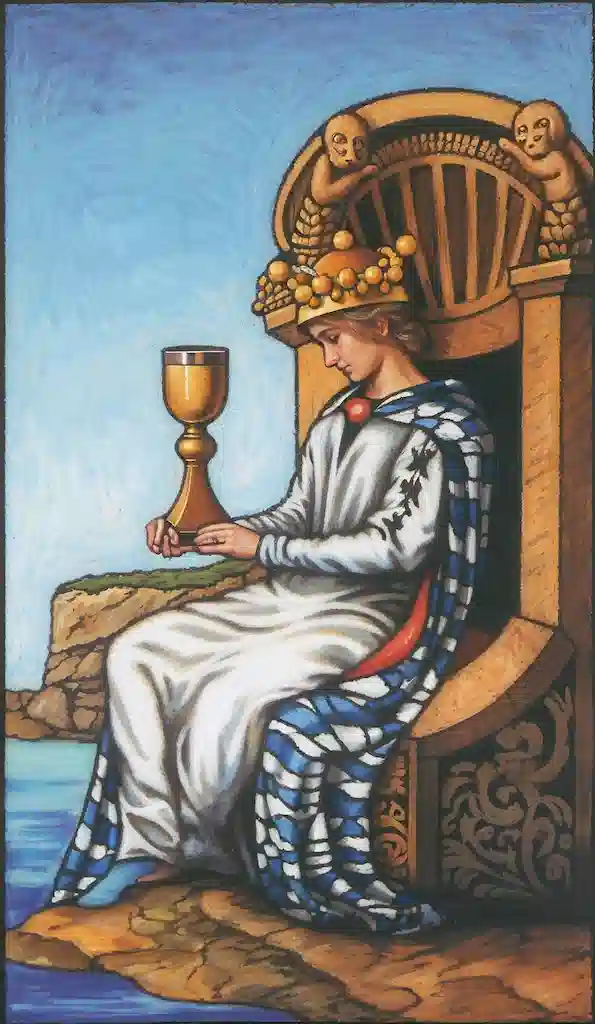 El Palo de Copas: Explorando las Emociones en el Tarot Reina de Copas al derecho