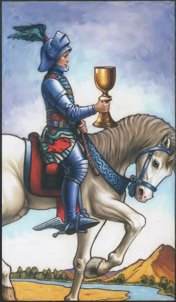 El Caballero de Copas del Tarot: El Mensajero de Emociones caballero de Copas al derecho