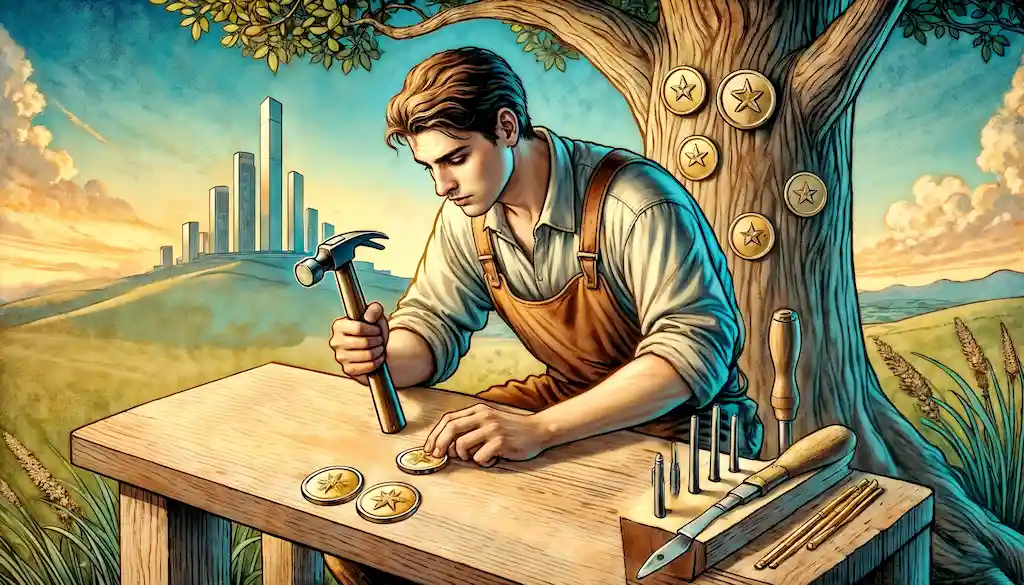 El 8 de Oros en el Tarot: La Virtud del Esfuerzo y la Dedicación arcano mayor 8 de oros