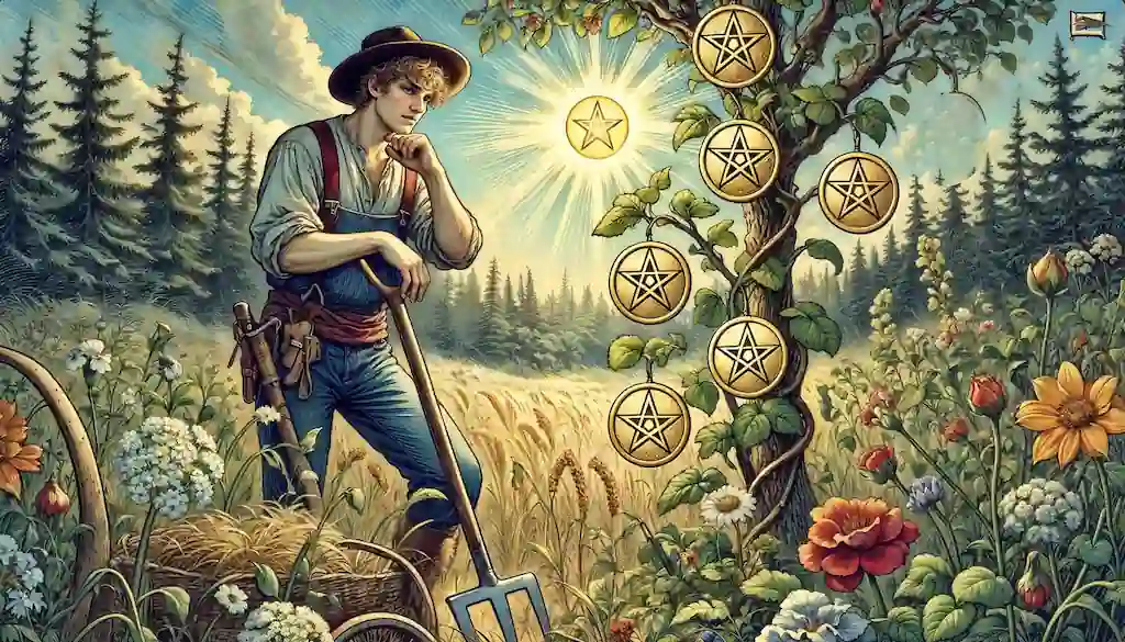 El 7 de Oros en el Tarot: Paciencia, Reflexión y Recompensas el siete de oro en el tarot