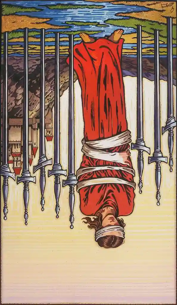 8 de Espadas en el Tarot: Cómo Liberarte del Confinamiento Mental 8 de espadas invertido en el tarot