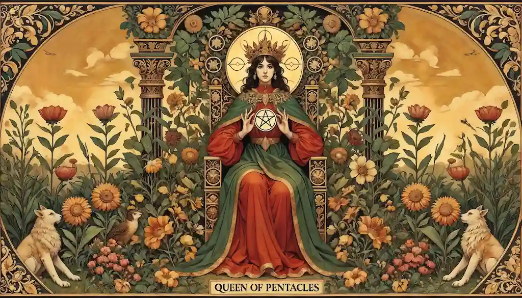 La Reina de Oros en el Tarot: Sabiduría, Abundancia y Prosperidad Arcano menor la reina de oros