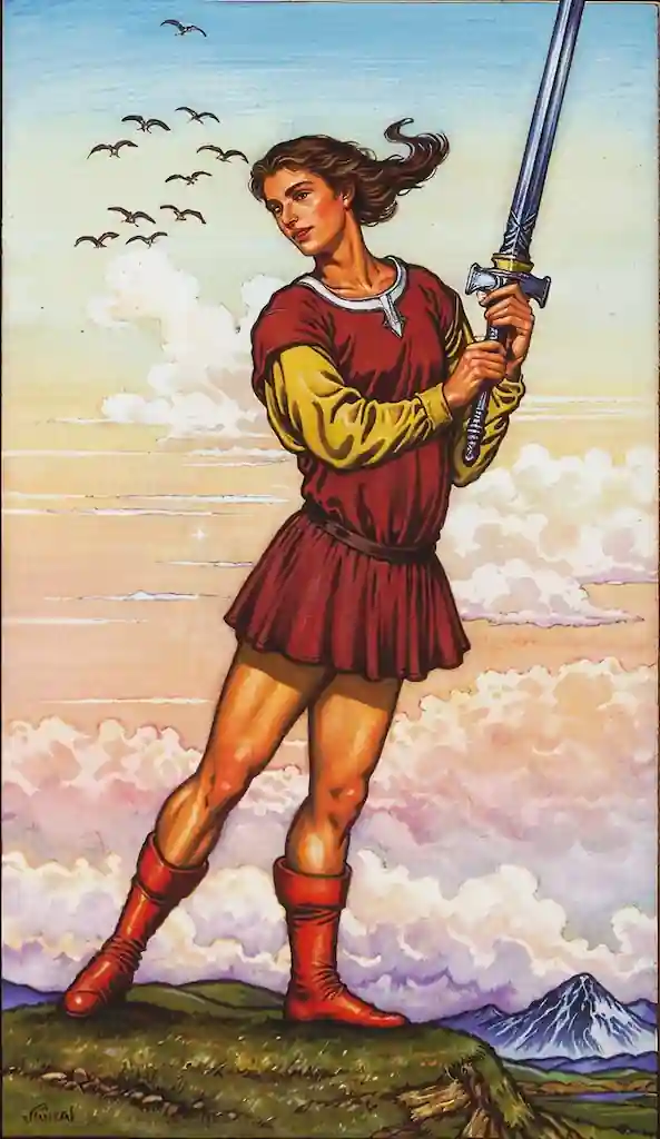 Sota de Espadas: La Chispa del Tarot que Activa tu Potencial Carta la Sota de Espadas al derecho