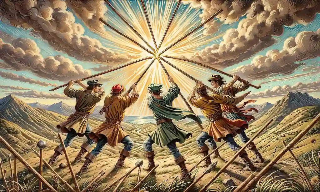 El 5 de Bastos del Tarot: Tu Guía para Enfrentar Conflictos con Éxito El cinco de Bastos del Tarot