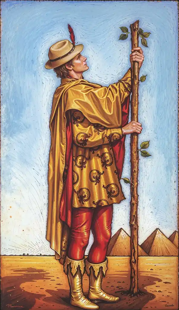 Sota de Bastos en el Tarot: Desentrañando su Energía y Potencial Sota de Bastos al Derecho en el Tarot