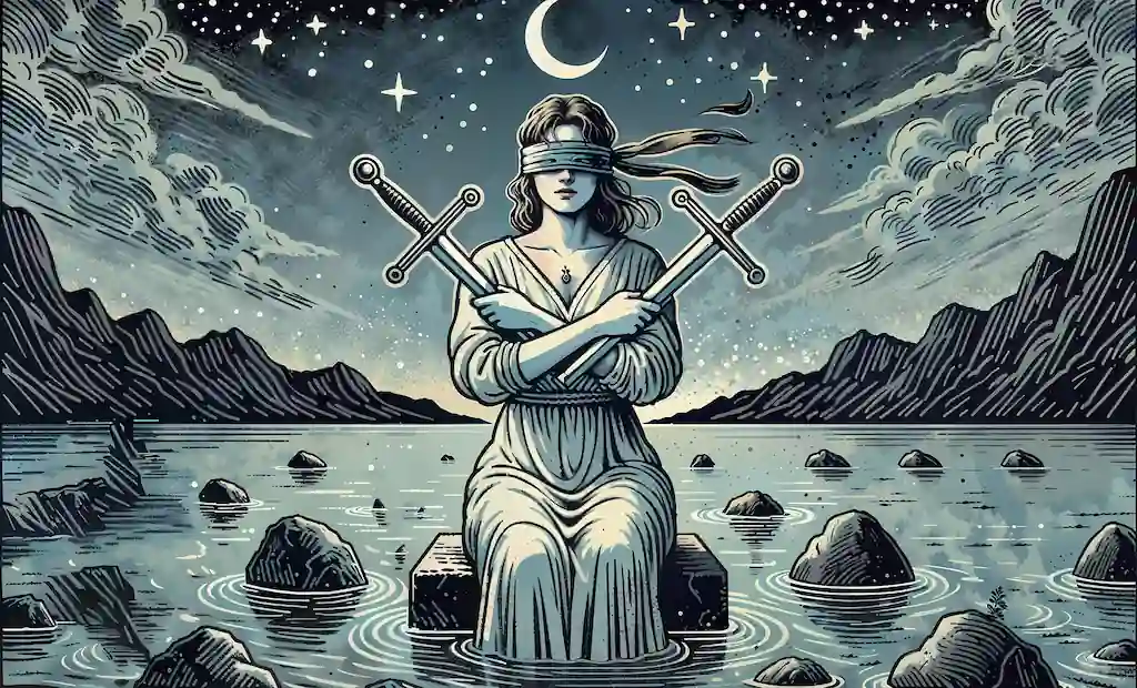 El 2 de Espadas en el Tarot: Desentrañando Dudas y Decisiones carta El 2 de Espadas del Tarot