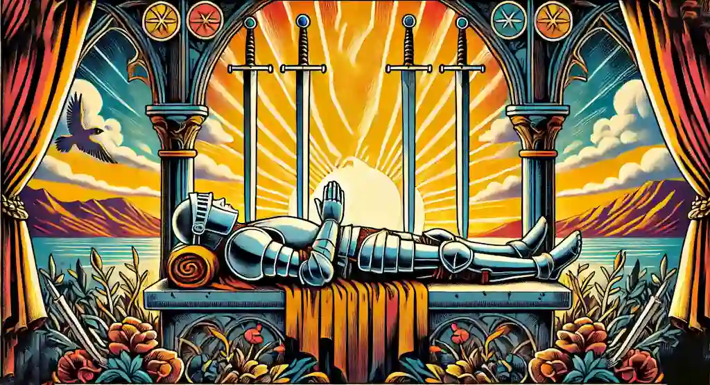 El 4 de Espadas en el Tarot: Descanso, Reflexión y Renovación el cuatro de espada arcano menor