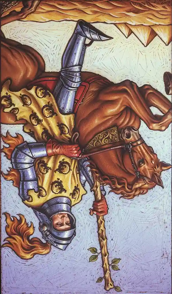 Caballo de Bastos Invertido en el Tarot