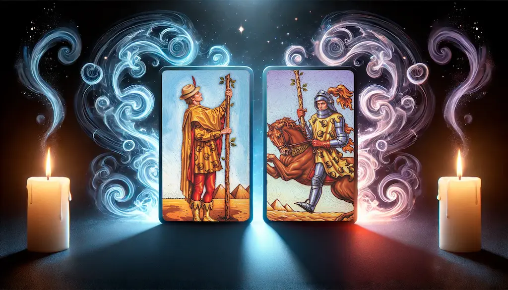 Combinacion del Caballo de Sotas y el As de Sotas en el Tarot