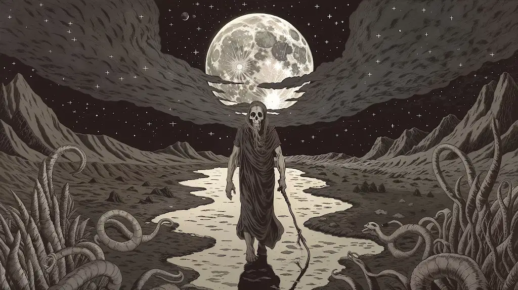 La luna y la muerte combinacion del tarot ilustracion